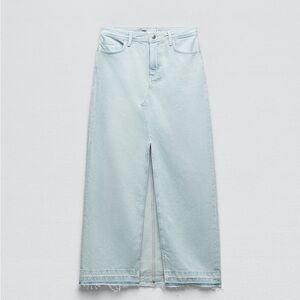 Zara Slit Denim Midi Skirt
